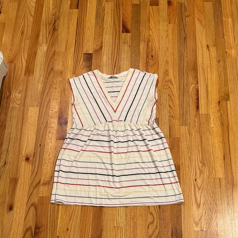LOFT Multicolor Striped V-Neck Dress - Picture 2 of 5